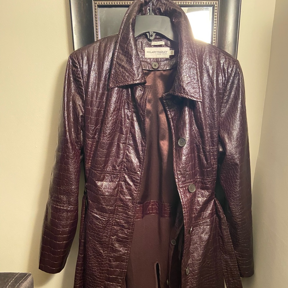 Faux Leather Trench Coat